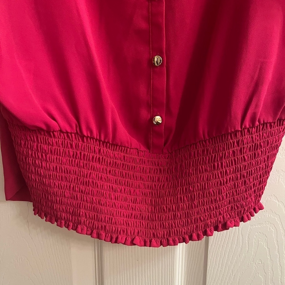 NY & CO~ RED BACK BUTTON BLOUSE~M - Picture 6 of 8